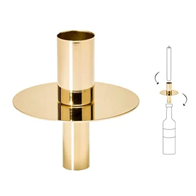 Image of EDZARD bottle attachment for candles candlestick, decorative candle holder rod candles, insert bottles decoration, candlestick (H 8 cm) (gold)