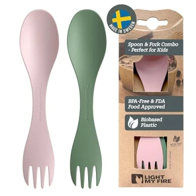 Image of Light My Fire Spork Little 2 in 1 Strong Plastic Cutlery Camping Kids Set 3 Year Old Accessories BPA Free Sporks Reusable Travel