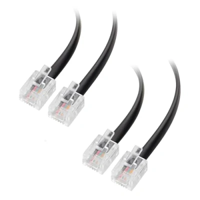 Image of Cable Matters 2 Pack ADSL 1m (RJ11 to RJ11 Cable) for Telephone, Internet DSL, ADSL, Modem in Black