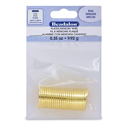 Image of Beadalon Flat Ring Memory Wire for Beading, 0.35 Ounce, Gold