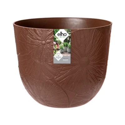 Image of Elho Fuente Lily 30cm Round Plastic Indoor &amp; Outdoor Plant Pot Rusty Brown