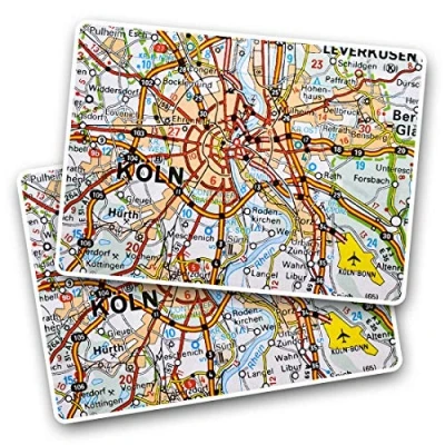 Image of Rectangle Stickers(Set of 2) 7.5cm Koln Cologne Germany German Travel Map Fun Decals for Laptops,Tablets,Luggage,Scrap Booking,Fridges, 45483