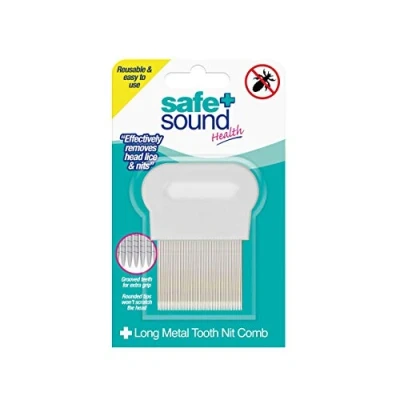 Image of Safe &amp; Sound Metal Long Tooth Reusable Comb for Wet Combing Removal of Head Lice and Nits, 0.03 kg,SA2768