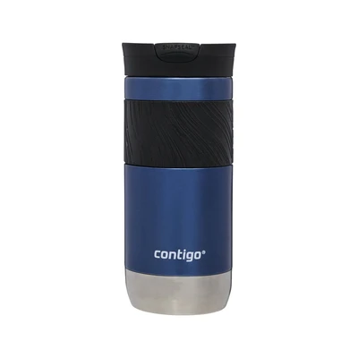 Image of Contigo Huron Snapseal Travel Mug Stainless Steel Thermal Vacuum Flask Leakproof Tumbler Coffee to Go with BPA Free Easy Clean Lid Blue Corn 470 ml
