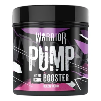 Image of Warrior Pump Non Stim Pre Workout Powder 225g Nitric Oxide Supplement Contains Citrulline Malate, Cyclic Dextrin for Energy, Focus, and Performance 30 Servings (Blazin Berry)