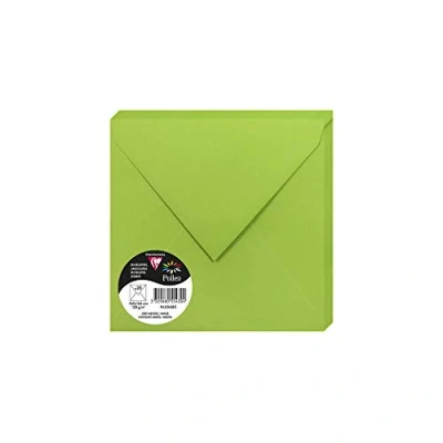 Image of Clairefontaine Ref 5543C Pollen Envelopes (Pack of 20) 165 x 165mm Sized, 120gsm Paper, Gummed Seal, Inkjet &amp; Laser Printer Compatible, Acid Free Intensive Green