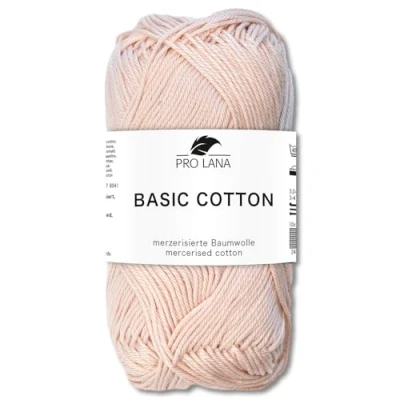 Image of Frida&#039;s Wollhaus Pro Lana 50 g Basic Cotton Knitting Crochet Wool Yarn 64 Colours (123 Pale Pink)