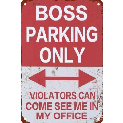 Image of Vintage Boss Parking Only Metal Tin Sign For Man Cave Garage Office Wall Decor Gift 8x12 Inches