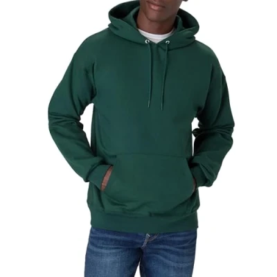 Image of Hanes unisex adult mensOF170Ultimate Cotton Pullover Hood Long Sleeve Hooded Sweatshirt Green XXXL