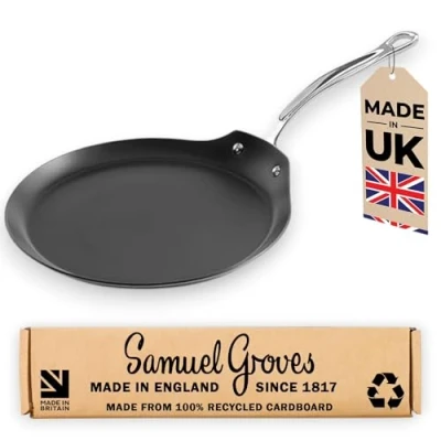 Image of Samuel Groves Classic Non Stick Stainless Steel Triply 26cm Crepe Pan