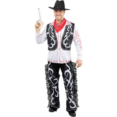 Image of Funidelia Adult Cowboy Costume for men and women Cowboys, Indian, Western adults accessory fancy dress &amp; props Halloween, carnival parties Size XL Brown