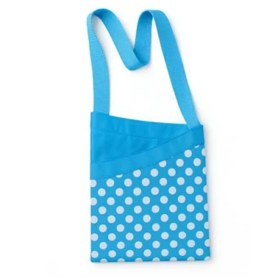 Image of Peg Bag with Shoulder Strap Clothes Heavy Duty Waterproof Strong Cloth Polka Dots Pattern Blue