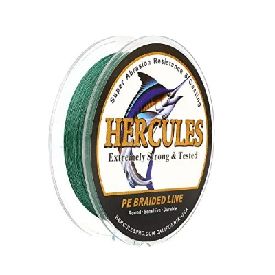 Image of Hercules Super Strong 300M 328 Yards Braided Fishing Line 50 LB Test for Saltwater Freshwater PE Braid Fish Lines 4 Strands Green, 50LB (22.7KG), 0.37MM
