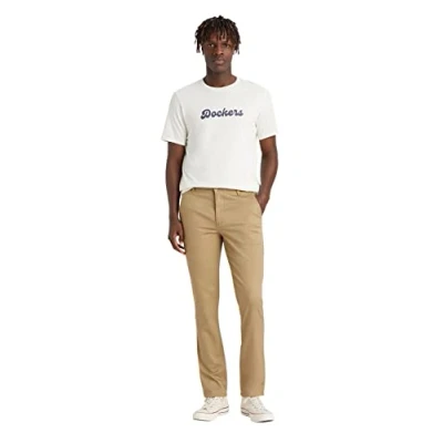 Image of Dockers Men&#039;s Alpha Original Skinny Trousers, New British Khaki, 32W / 30L