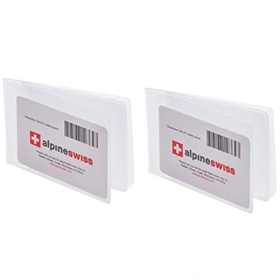 Image of alpine swiss Set of 2 Wallet Inserts 6 Pages Credit Card Holder Picture Windows
