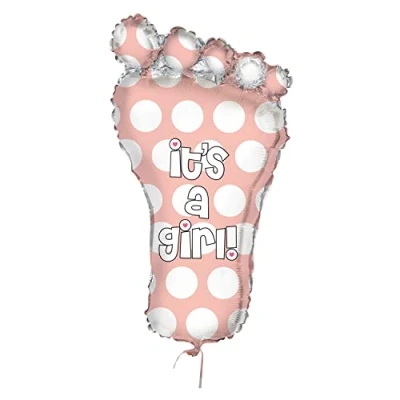 Image of Unique Party 56683 31&quot; Giant Footprint It&#039;s A Girl Baby Shower Balloon