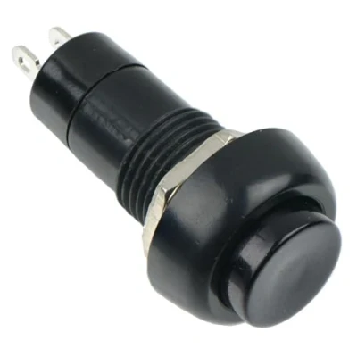 Image of Black Round On/Off Latching Push Button Switch SPST 12mm