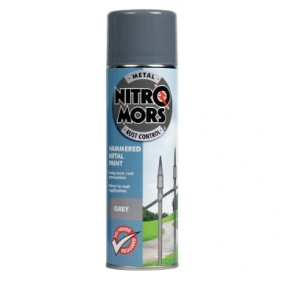 Image of Nitromors Anti Rust Hammered Finish Metal Spray Paint, No Primer Required, Grey 500 ml