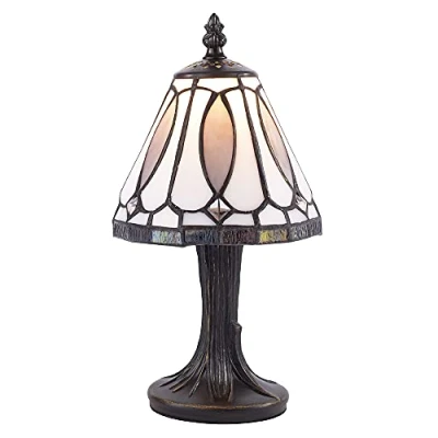 Image of LITECRAFT Tiffany by Tiff 1 Light Tree Effect Table Lamp in White and Grey
