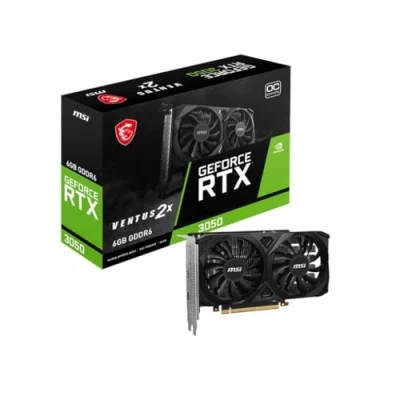 Image of MSI GeForce RTX 3050 VENTUS 2x 6G OC Gaming Graphics Card 6GB GDDR6, 1492 MHz, PCI Express Gen 4, 96 bit, 1x DP (v1.4a), HDMI 2.1 (Supports 4K)