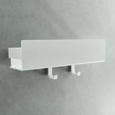 Image of Designfactory Hamburg Shower caddy Bathroom shelf no drilling Adhesive organiser storage rack Wall mounted shelves accessory 42 cm Matt black