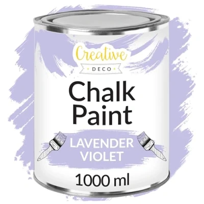 Image of Creative Deco Lavender Chalk Paint for Furniture 1L Violet Lilac Light Purple Matte &amp; Chalky Finish Smooth Touch Interiors Quick Dry Wood Renovation Decoration