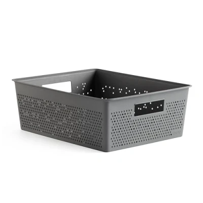 Image of TATAY Rectangular Organiser Box 12L Bohol, Polypropylene, BPA Free, 100% Recycled Plastic. Anthracite Grey. Measures 30 x 39 13,5 cm