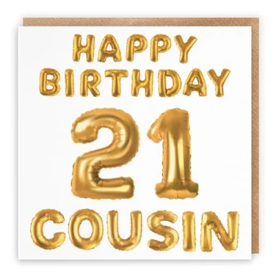 Image of Hunts England Cousin 21st Birthday Card Happy 21 Balloon Collection