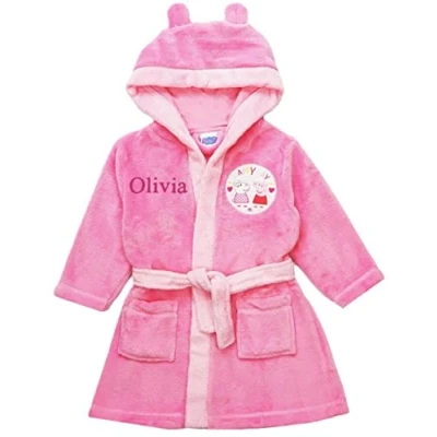 Image of Girls Personalised Peppa Pig Dressing Gown Character Nightwear (18 24 Months, Robe)