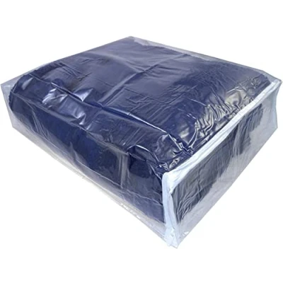 Image of Clear Vinyl Zippered Blanket Storage Bags 15x18x5 Inch set of 5