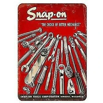 Image of Snap On Tools Vintage Metal Tin Signs Decor Poster Wall Art Sign 8X12 Inches