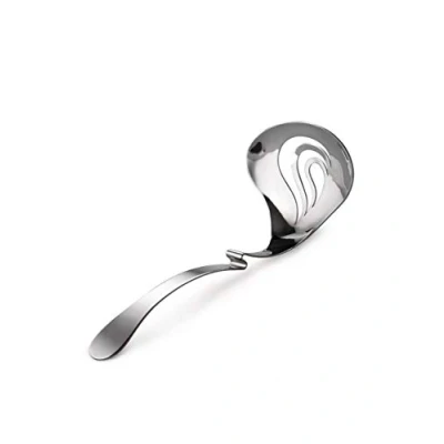 Image of Alessi Nunziatella ESI24 Design Perforated Ladle for Mozzarella, 18/10 Stainless Steel, Silver, Acciaio