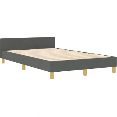 Image of vidaXL Dark Grey Fabric Bed Frame 120x190 cm