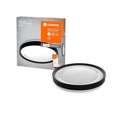 Image of LEDVANCE ORBIS GARVIN SMART+ Wifi Lamp Ø 48cm, Dimmable LED Ceiling Light For Indoor Use, 30W, Colour Temperature From 2700 6500K, 3300 Lumen, Round Design Lamp, White With Black Ring