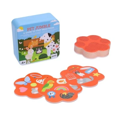 Image of Petit Collage: Pet Jumble Card Game The Fast Reaction Comes in a Travel Tin Easy to Play for Kids 4+