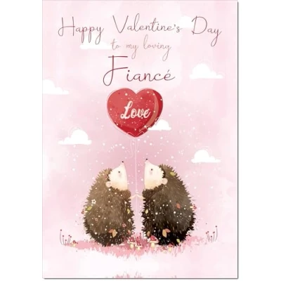 Image of doodlecards Fiance Valentine&#039;s Day Card Love Hedgehogs Large A4 Size with Plain Envelope