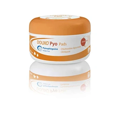 Image of Douxo Pyo, vet recommended antibacterial/antifungal dog/cat skin wipes (30 pads)