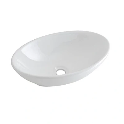 Image of Milano Altham Modern White Ceramic Oval Countertop Bathroom Basin Sink 520mm x 320mm