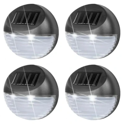 Image of Solar Powered LED Garden Fence Lights Wall Patio Door Decking Outdoor Lighting (4 x Lights)
