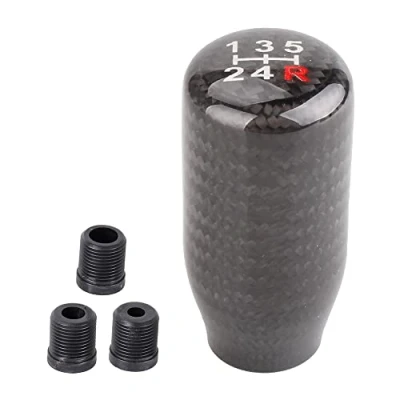 Image of muge racing Carbon Fiber Gear Shift Knob 5 Speed Shifter Universal for Most Cars with 3 Adapters(8mm/10mm/12mm)