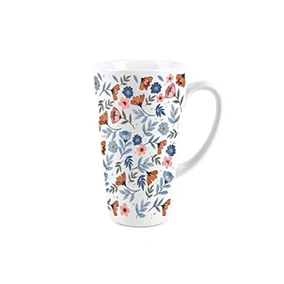 Image of Purely Home Blossom Flowers Tall Latte Mug Ceramic White Tea/Coffee Present Gift