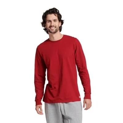 Image of Russell Athletic Men&#039;s Dri Power Cotton Blend Tees &amp; Tanks, Moisture Wicking, Odor Protection, UPF 30+, Sizes S 4x T Shirt, Cardinal, XL