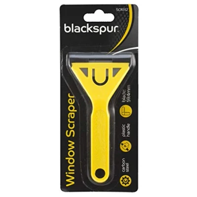 Image of Yellow 14.5cm x 6cm Carbon Steel Window Scraper By Blackspur