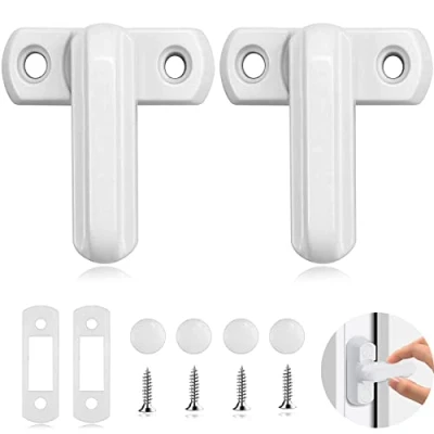 Image of 2pcs Sash Jammers Window Locks, Plastic Steel Casement Door and Lock White Zinc Cast Alloy Suitable for UPVC PVC Doors Windows Home Security