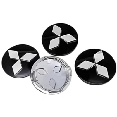 Image of 4Pcs Car Wheel Centre Hub Caps for Mitsubishi L200 Single Cab 2019 2024,Waterproof Anti Rust Automotive Covers with Logo Emblem Styling Accessories,Black Silver 60mm
