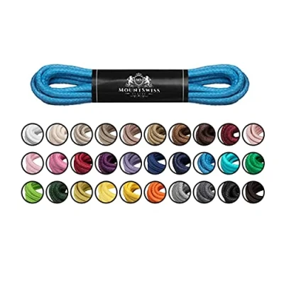 Image of Mount Swiss© Luxury Waxed Round Shoelaces for Business Suits and Leather Shoes, Diameter 2 3 mm, Length 45 120 cm blue