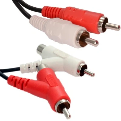 Image of kenable Stackable 2 x RCA Phonos to Audio Cable 0.5m 50cm [0.5 metres]