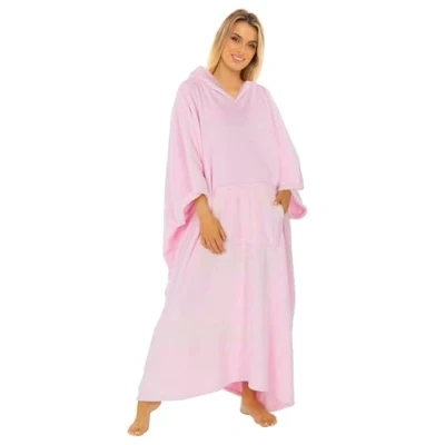 Image of i Smalls Ultra Soft Fleece Blanket Poncho Hoodie with Hood and Pockets Cozy Wearable (One Size) Pink