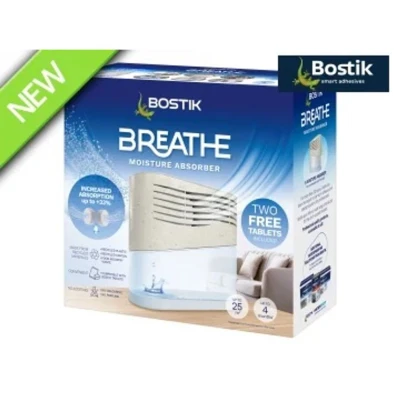 Image of Bostik Breathe Dehumidifier, Humidity and Moisture Absorber, For Use Around the Home in Caravans Motorhomes, Covers Up To 25m2