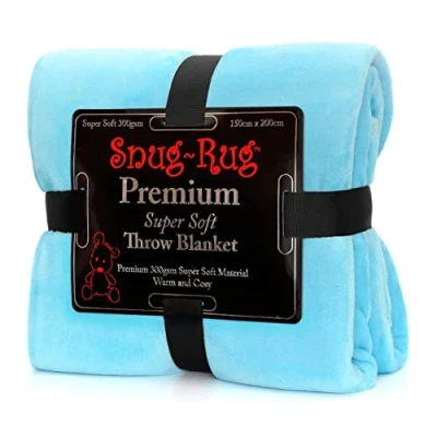 Image of Snug Rug Premium Super Soft Fleece Throw Blanket Thick Warm Extra Large XL 150 x 200cm (Scuba Blue)